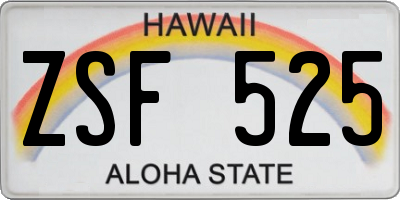 HI license plate ZSF525