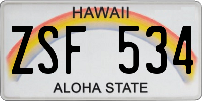 HI license plate ZSF534