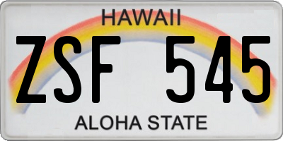 HI license plate ZSF545