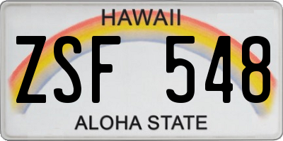 HI license plate ZSF548