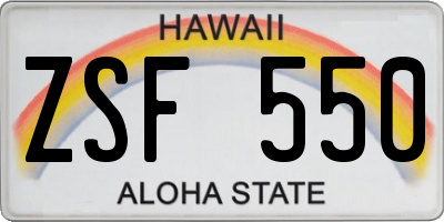 HI license plate ZSF550