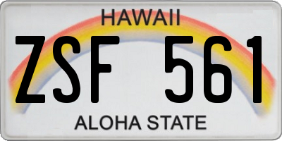 HI license plate ZSF561