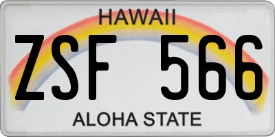 HI license plate ZSF566