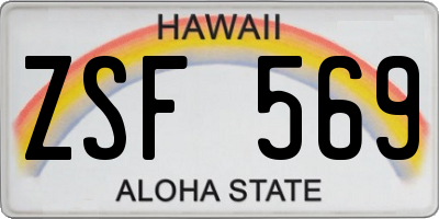 HI license plate ZSF569