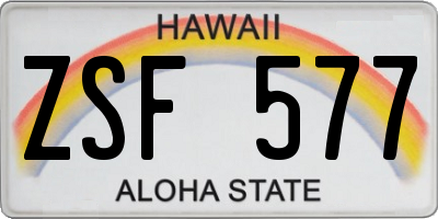 HI license plate ZSF577