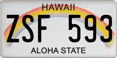 HI license plate ZSF593