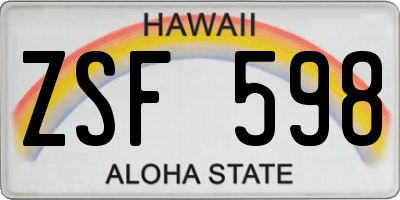 HI license plate ZSF598