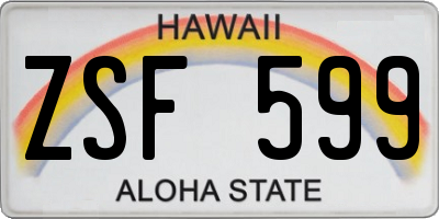 HI license plate ZSF599