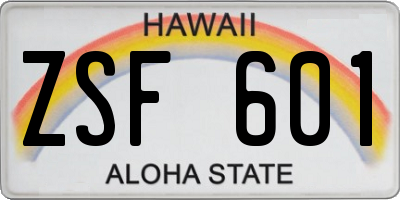 HI license plate ZSF601