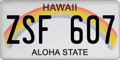 HI license plate ZSF607