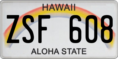 HI license plate ZSF608