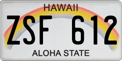 HI license plate ZSF612