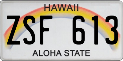 HI license plate ZSF613