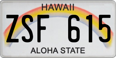 HI license plate ZSF615