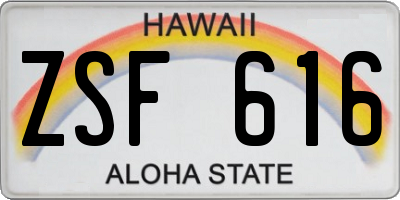 HI license plate ZSF616