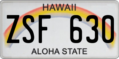 HI license plate ZSF630