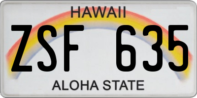 HI license plate ZSF635