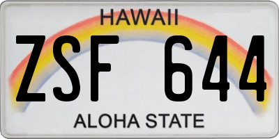 HI license plate ZSF644