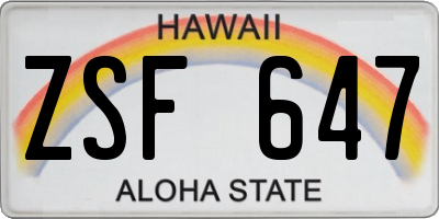 HI license plate ZSF647
