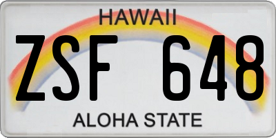 HI license plate ZSF648