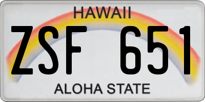 HI license plate ZSF651