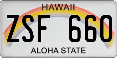 HI license plate ZSF660