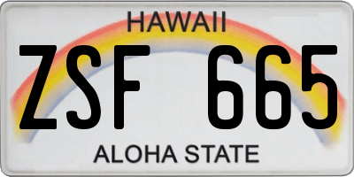 HI license plate ZSF665