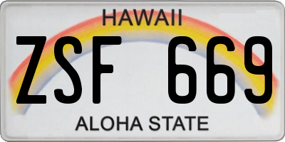 HI license plate ZSF669
