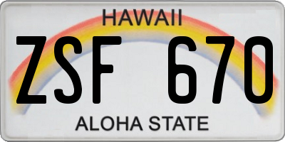 HI license plate ZSF670