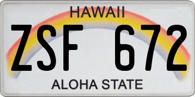HI license plate ZSF672