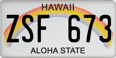 HI license plate ZSF673