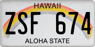 HI license plate ZSF674