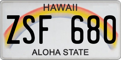 HI license plate ZSF680