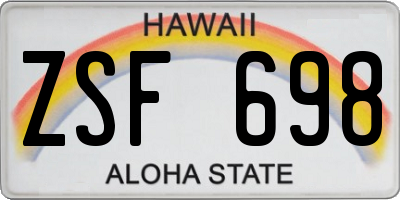 HI license plate ZSF698