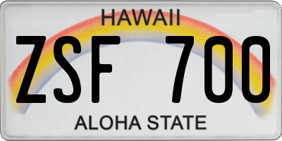 HI license plate ZSF700