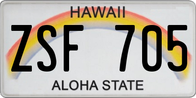 HI license plate ZSF705