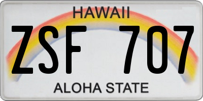 HI license plate ZSF707