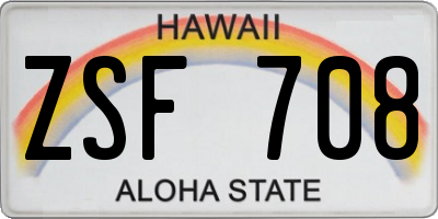 HI license plate ZSF708