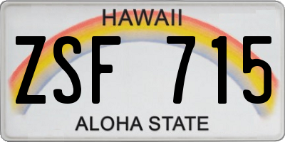 HI license plate ZSF715