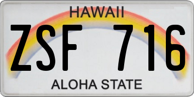 HI license plate ZSF716