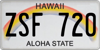 HI license plate ZSF720