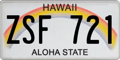 HI license plate ZSF721
