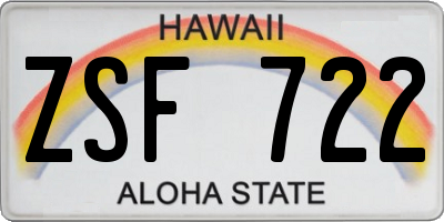 HI license plate ZSF722
