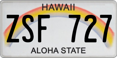 HI license plate ZSF727
