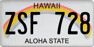 HI license plate ZSF728
