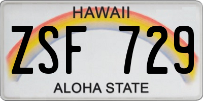HI license plate ZSF729