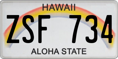 HI license plate ZSF734