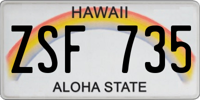 HI license plate ZSF735