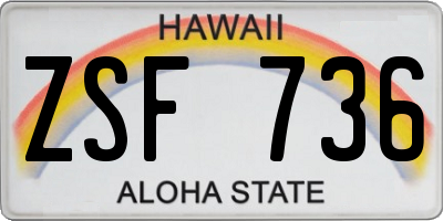 HI license plate ZSF736