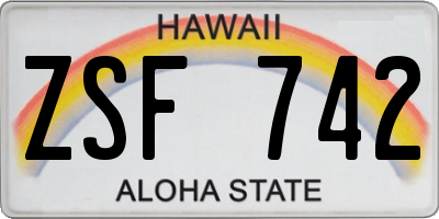 HI license plate ZSF742